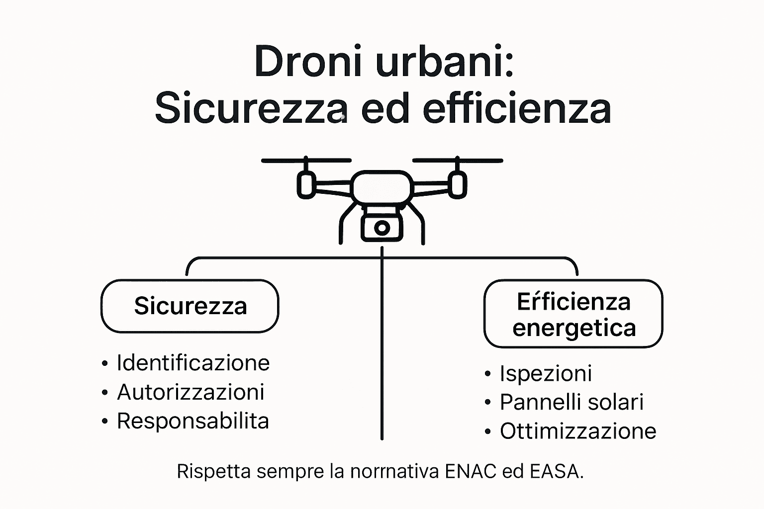 Sintesi grafica su sicurezza e prestazioni dei droni