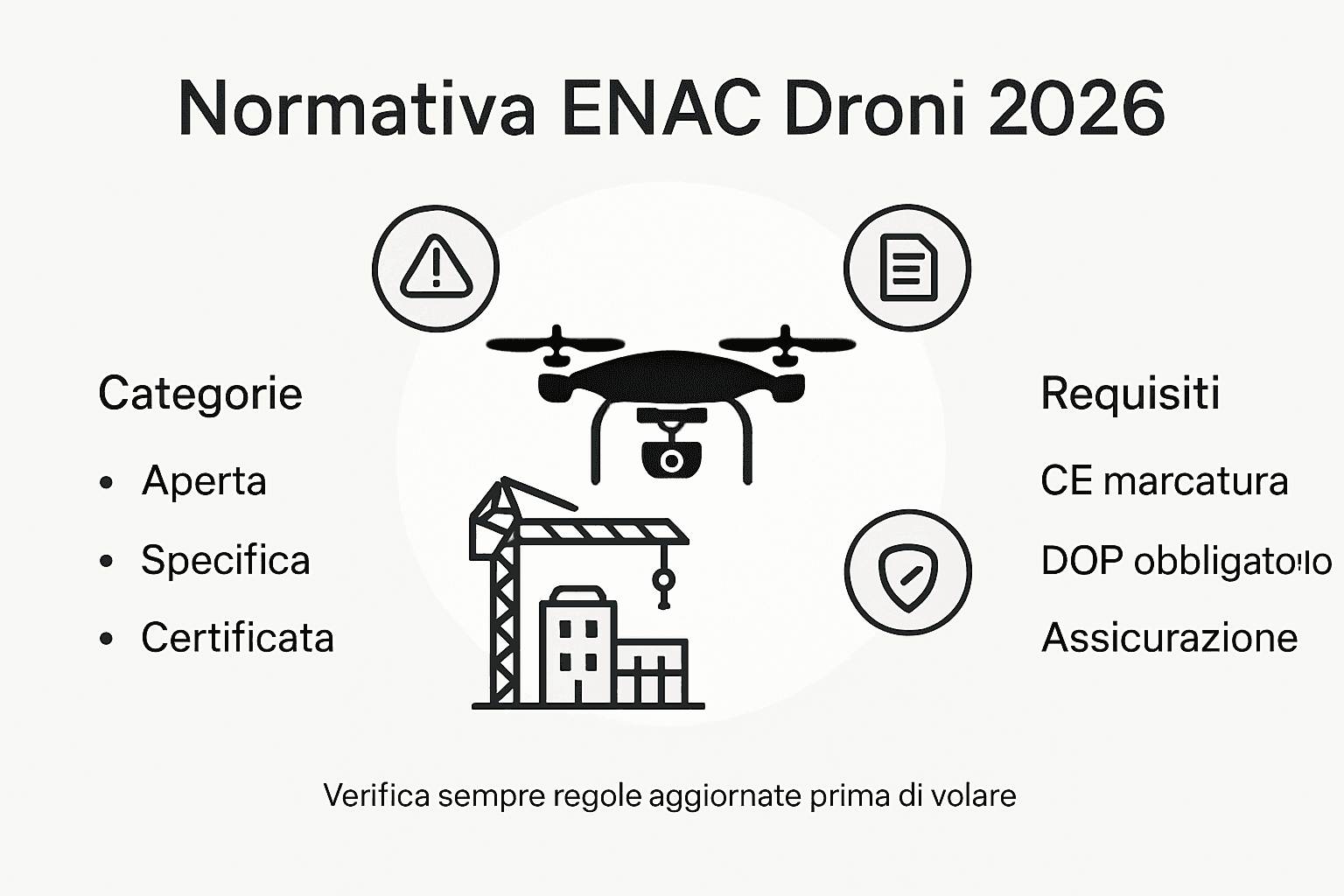 Schema riepilogativo delle normative ENAC sui droni: tutte le categorie e i requisiti da conoscere
