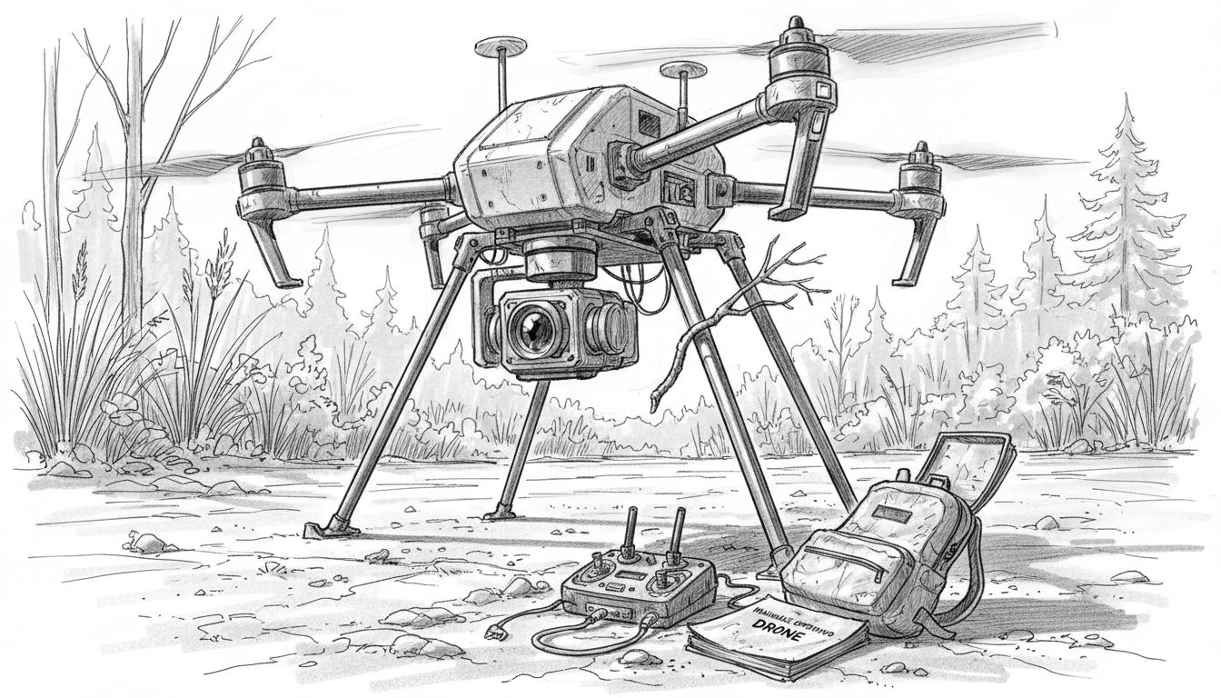 Drone equipaggiato con tecnologia Lidar in volo sopra un cantiere