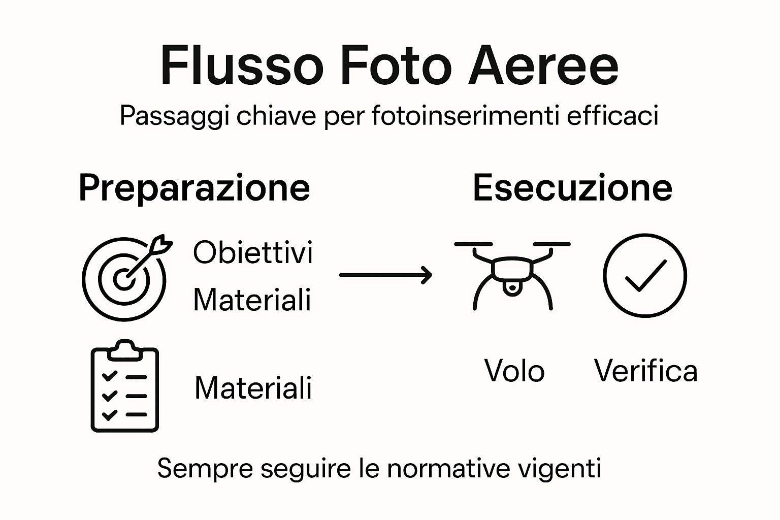 Schema illustrativo del processo di acquisizione e utilizzo delle foto aeree per i fotoinserimenti