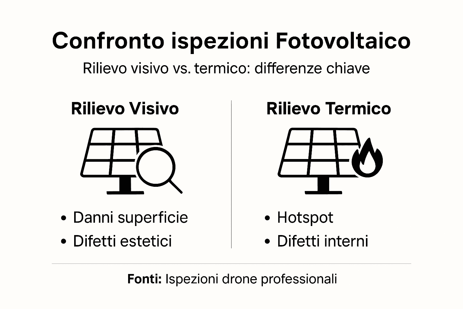 Infografica comparativa tra rilievo visivo e termografico