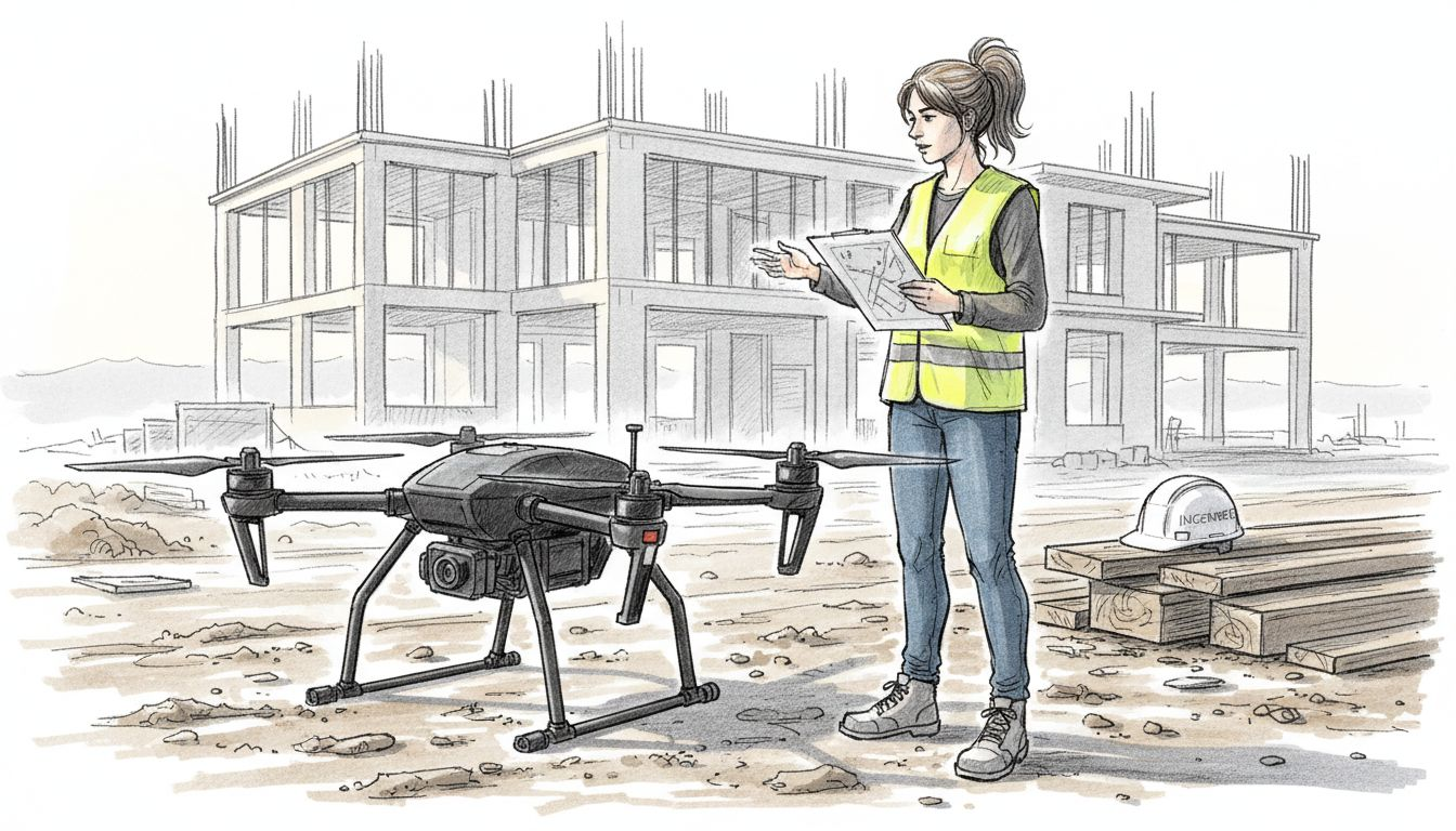 Un tecnico analizza i dati raccolti dal drone direttamente in cantiere.