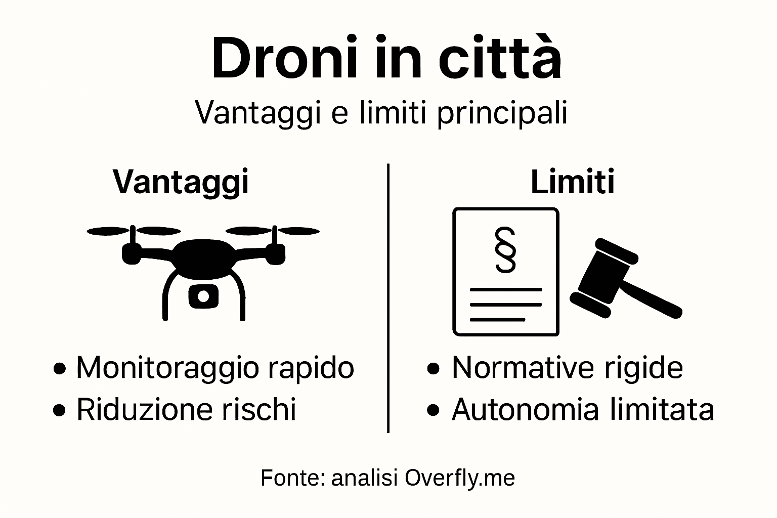 Infografica: pro e contro dell’utilizzo dei droni in città