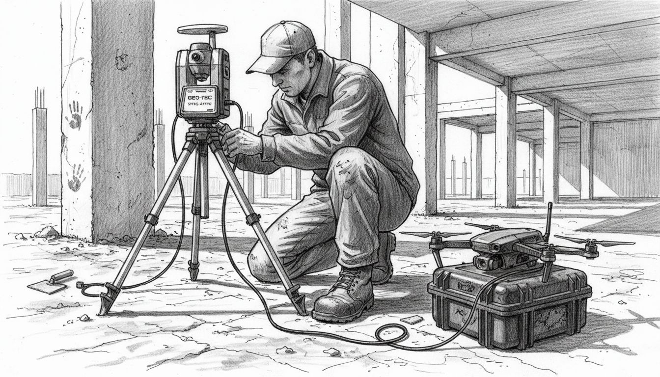 Il tecnico si occupa dell’installazione della stazione base RTK.