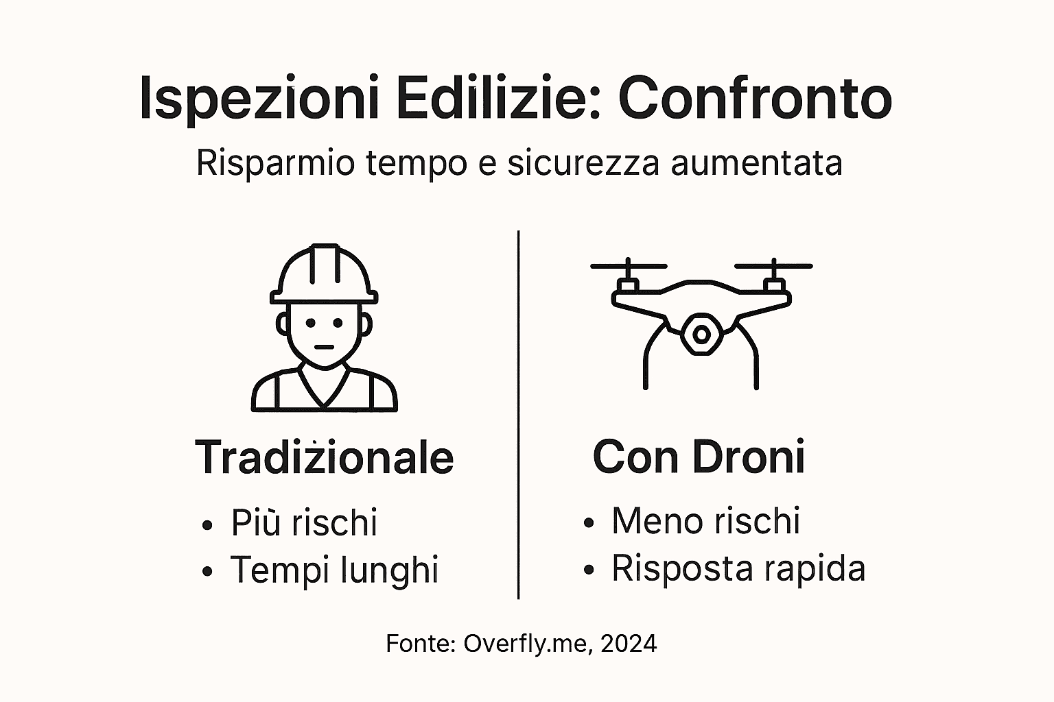 Infografica: confronto tra ispezioni tradizionali e con droni