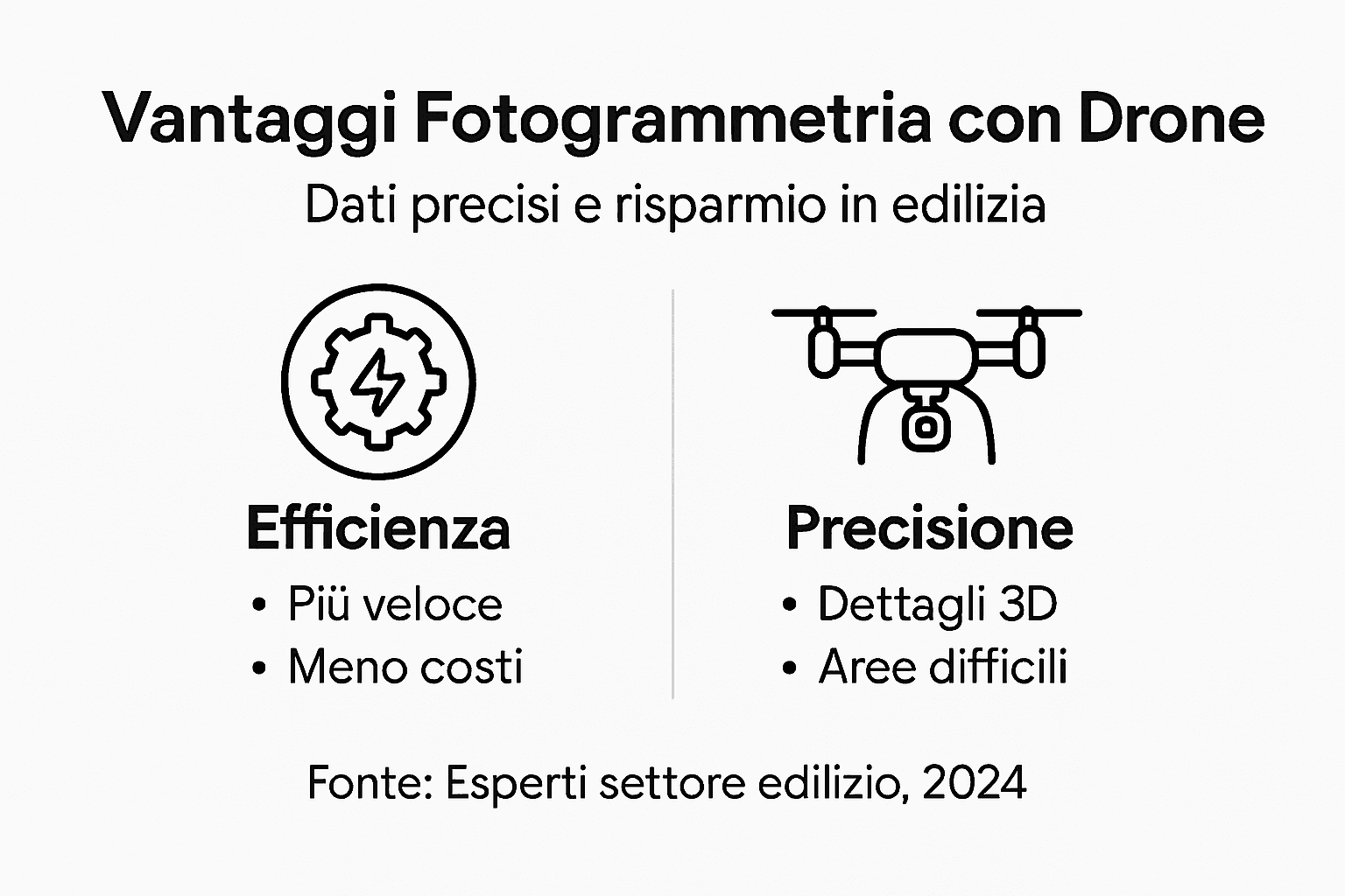 Infografica: tutti i vantaggi della fotogrammetria con drone