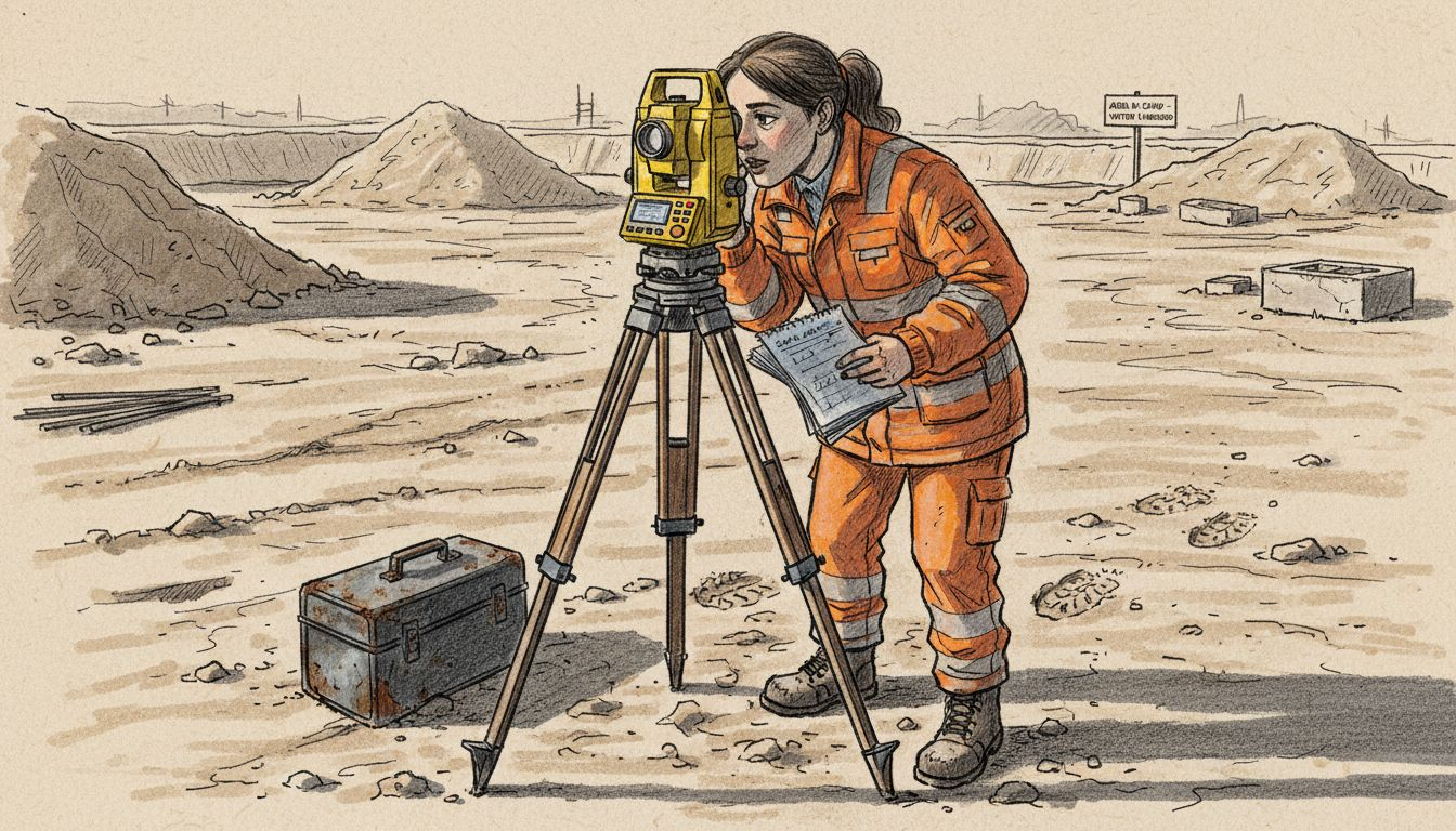 Tecnico che utilizza una stazione totale per il rilievo del cantiere