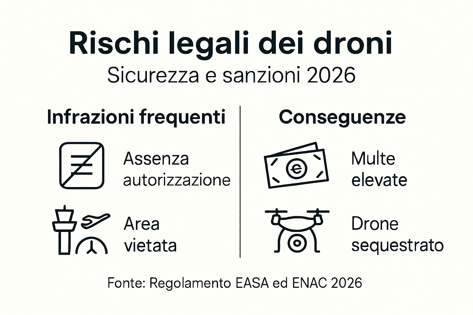 Infografica: i rischi legali legati all’uso dei droni in prossimità degli aeroporti