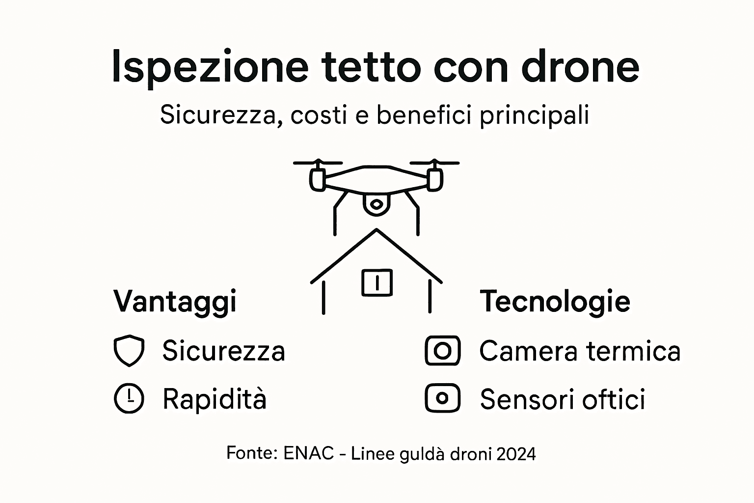 Infografica riassuntiva sull’ispezione del tetto effettuata con drone