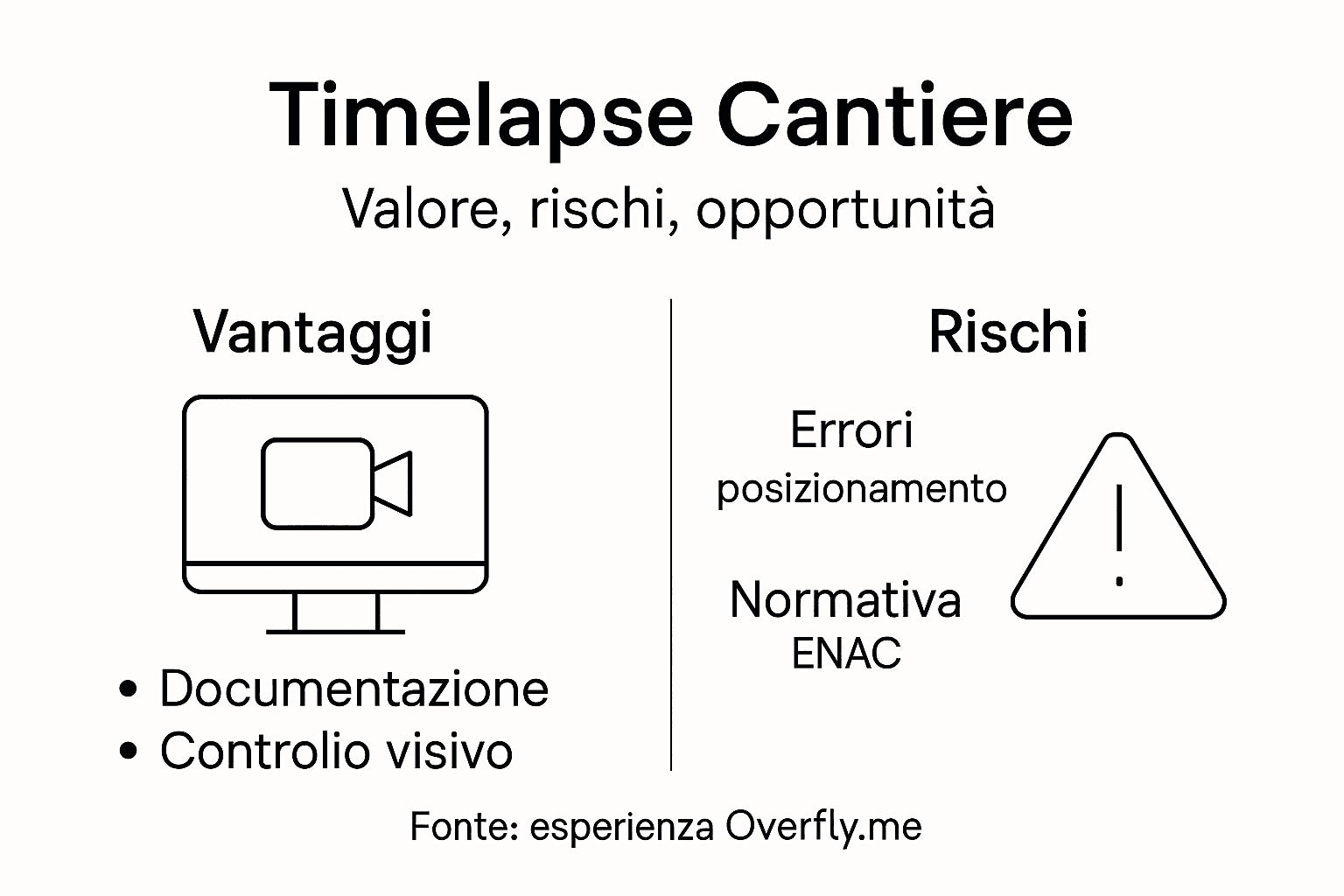Infografica: vantaggi e svantaggi del timelapse in cantiere