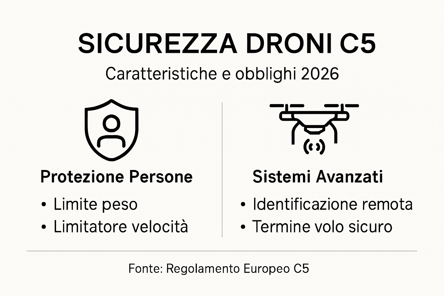 Infografica sulle specifiche tecniche dei droni C5
