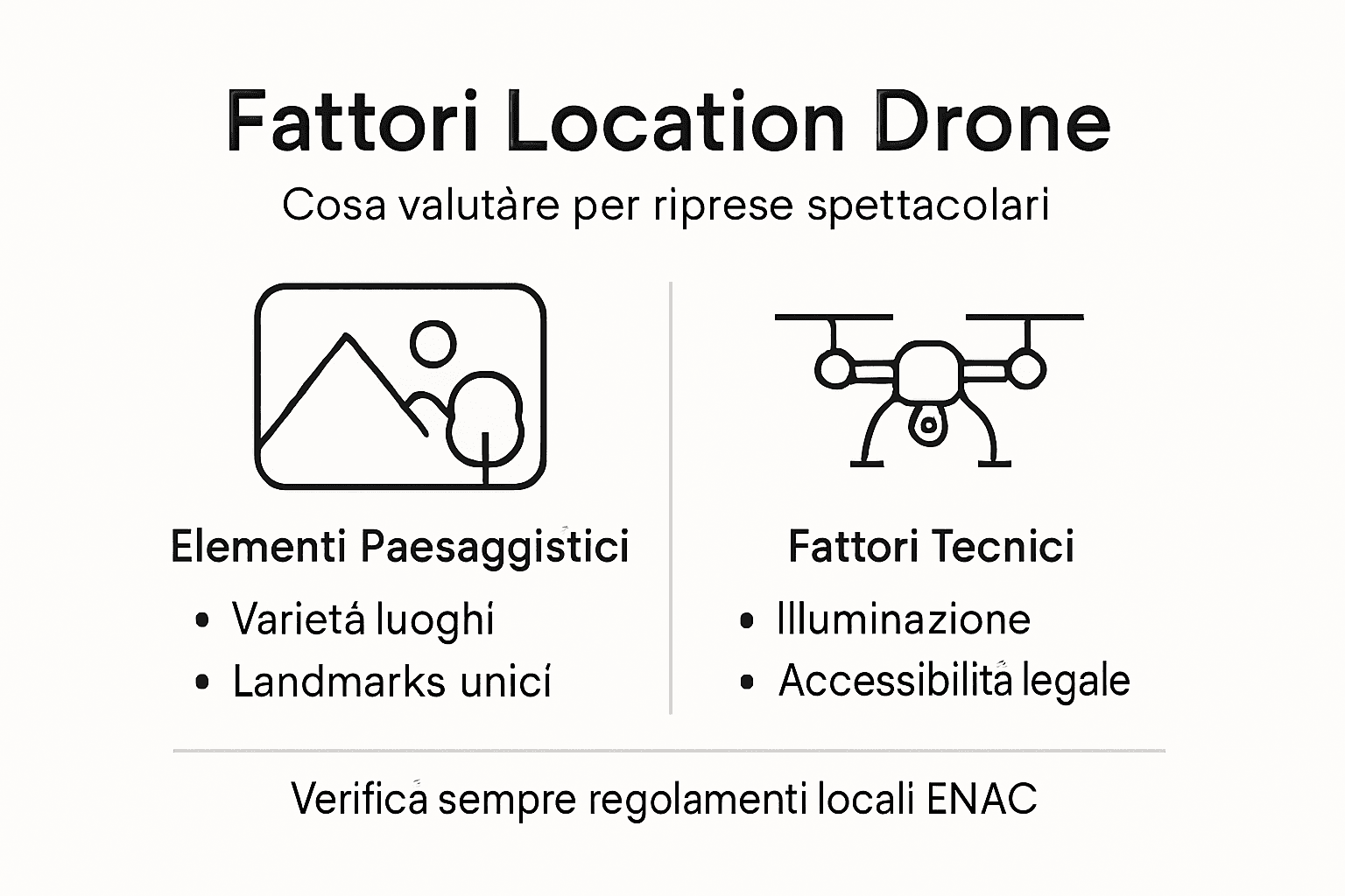 Infografica: cosa considerare nella scelta della location per le riprese con drone
