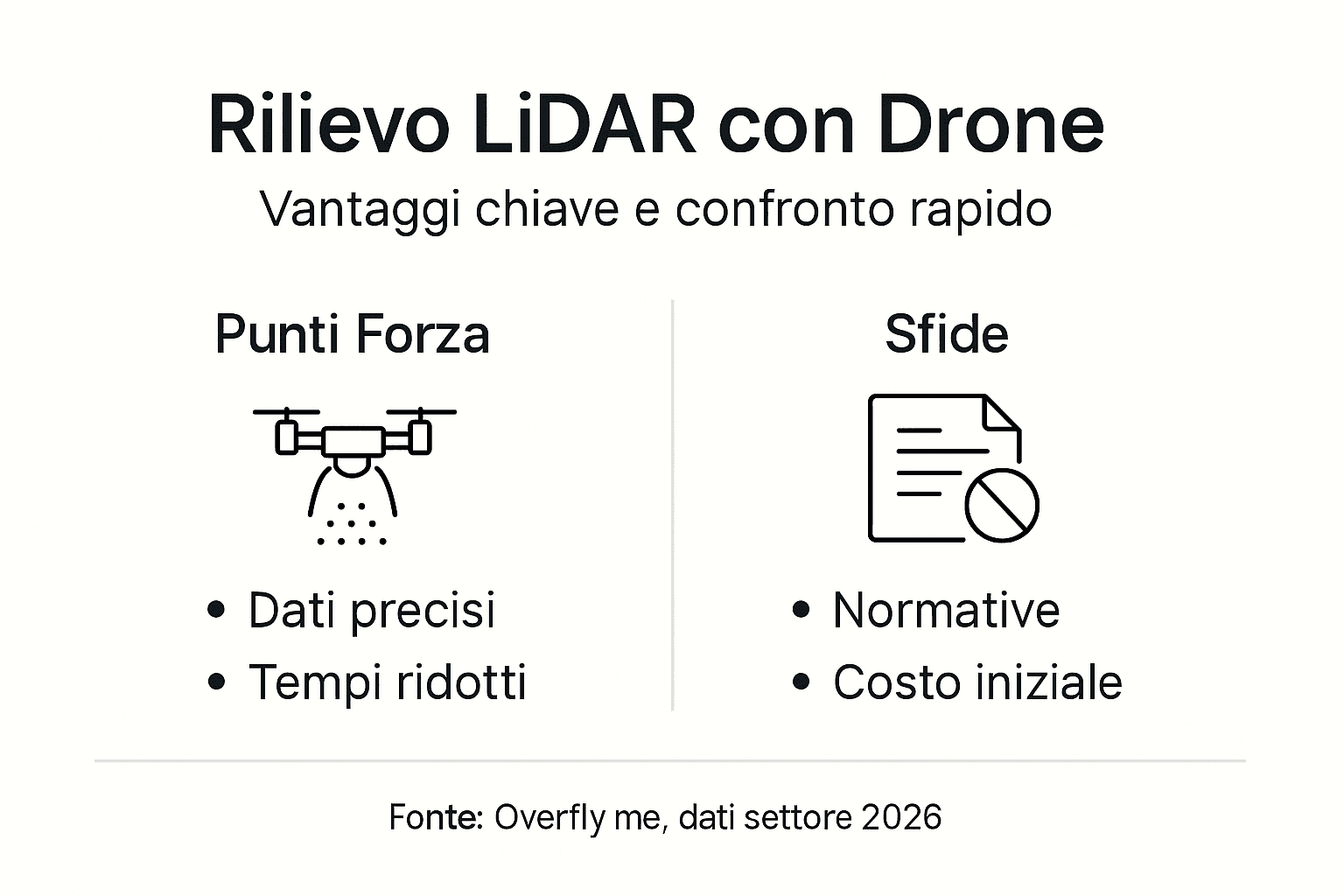 Infografica: pro e contro del rilievo LiDAR con droni