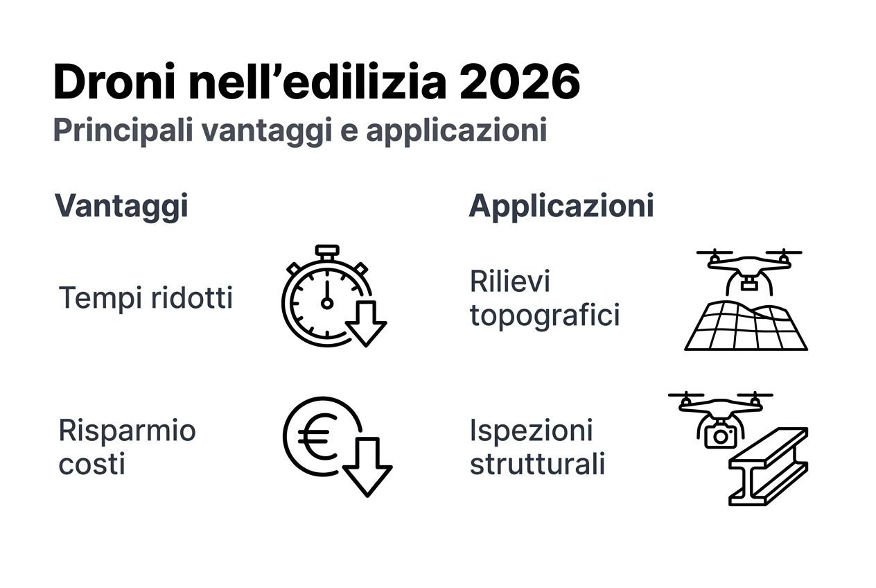 Infografica: tutti i vantaggi e le possibili applicazioni dei droni nel settore edile