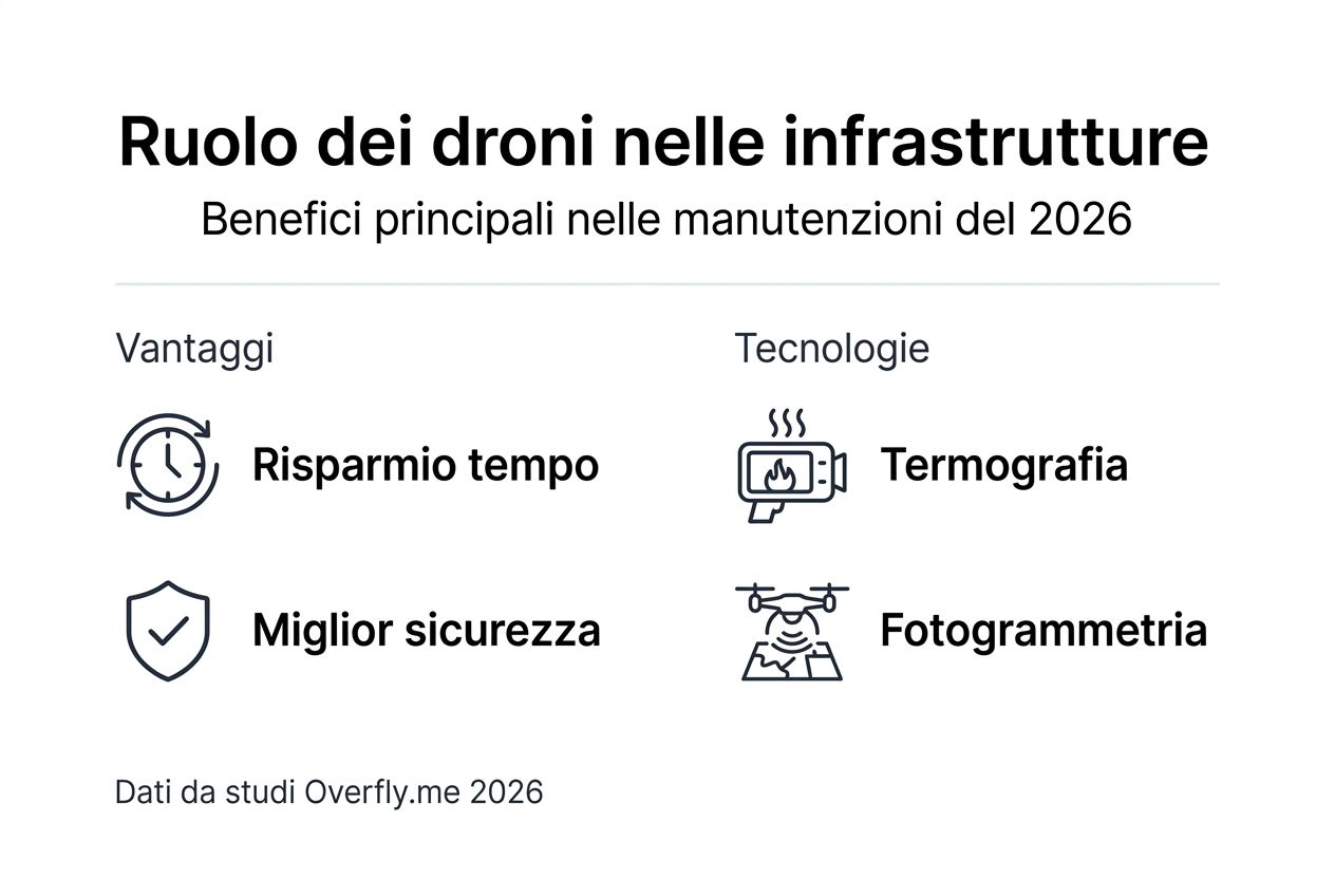 Scopri tutti i vantaggi offerti dai droni e dalle nuove tecnologie con questa infografica: una panoramica chiara e immediata sulle applicazioni, i benefici e le ultime innovazioni nel settore.