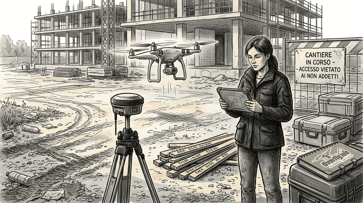 Rilievo aereo con drone per la mappatura dell’area di cantiere