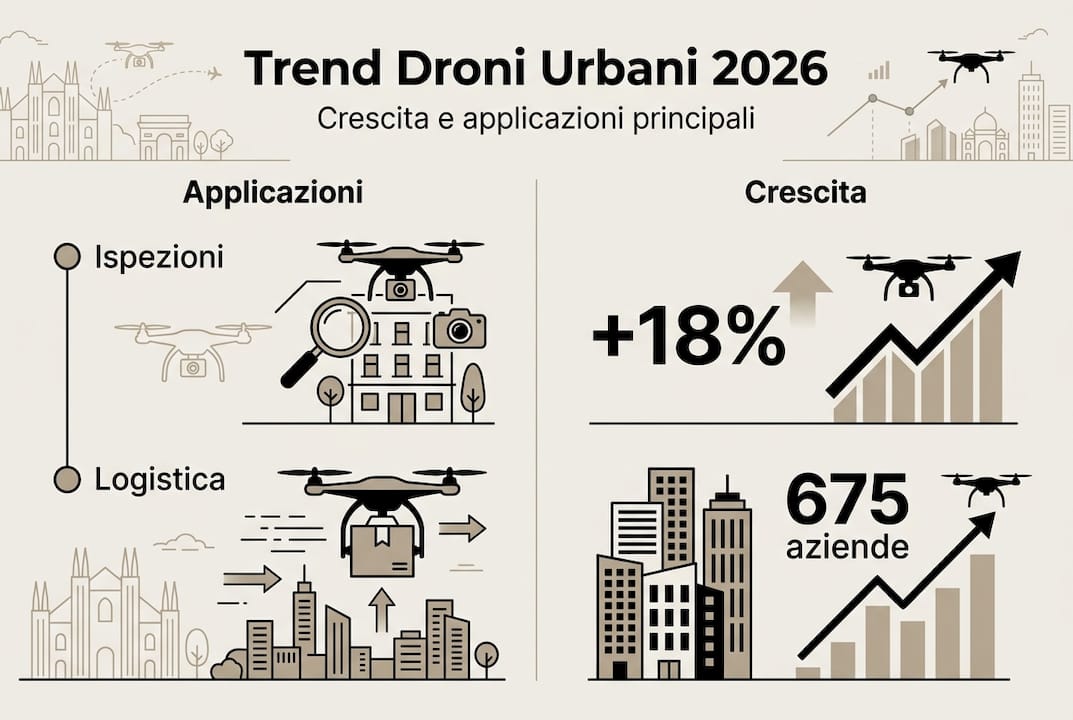 Infografica sulle principali tendenze del mercato dei droni in ambito urbano