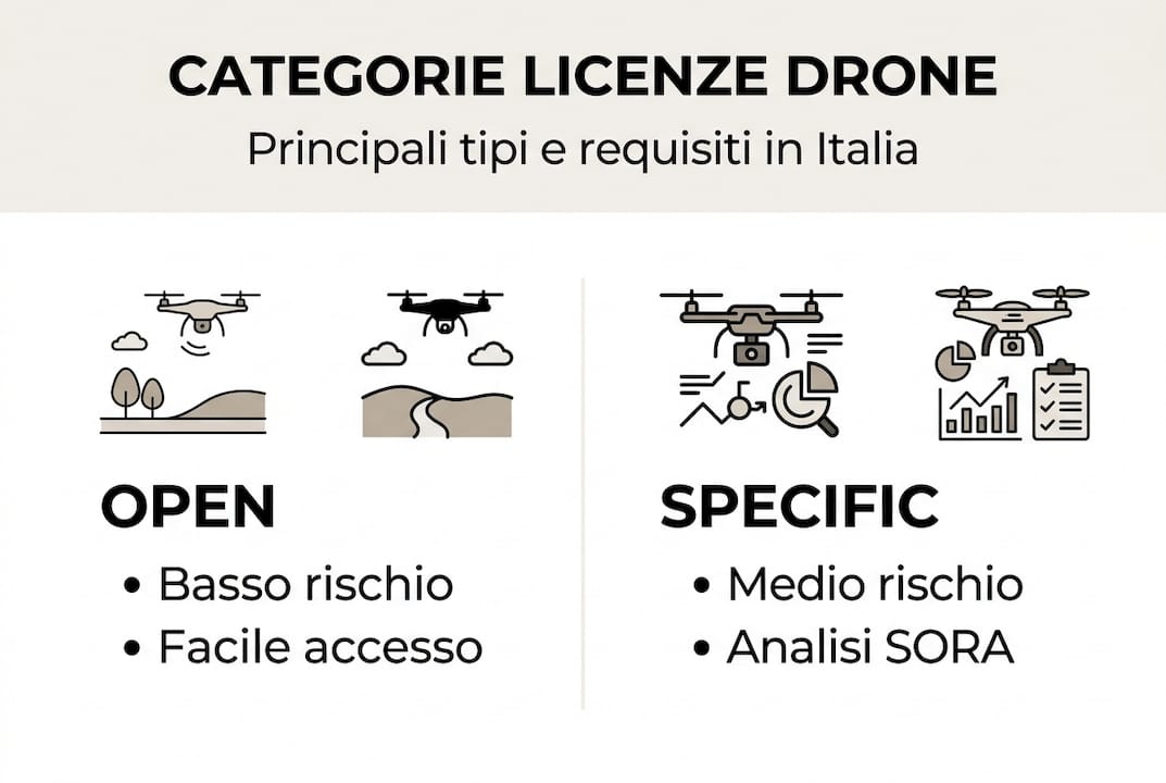 Guida visiva alle categorie di licenza per droni in Italia