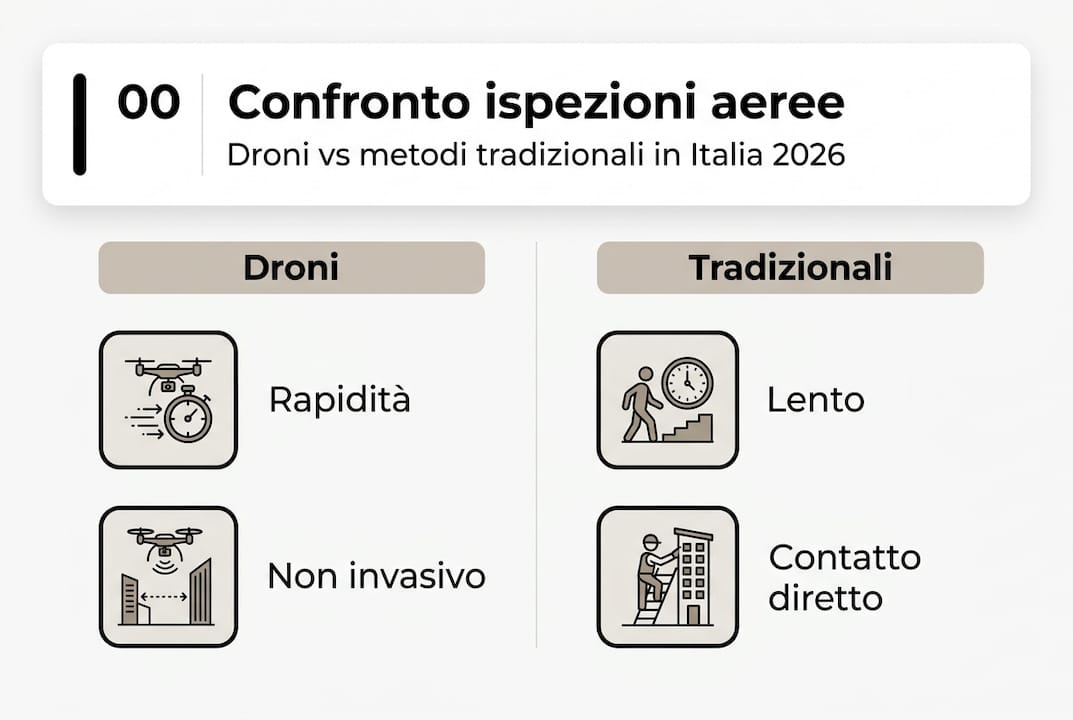 Infografica: confronto tra l’utilizzo dei droni e le tecniche tradizionali