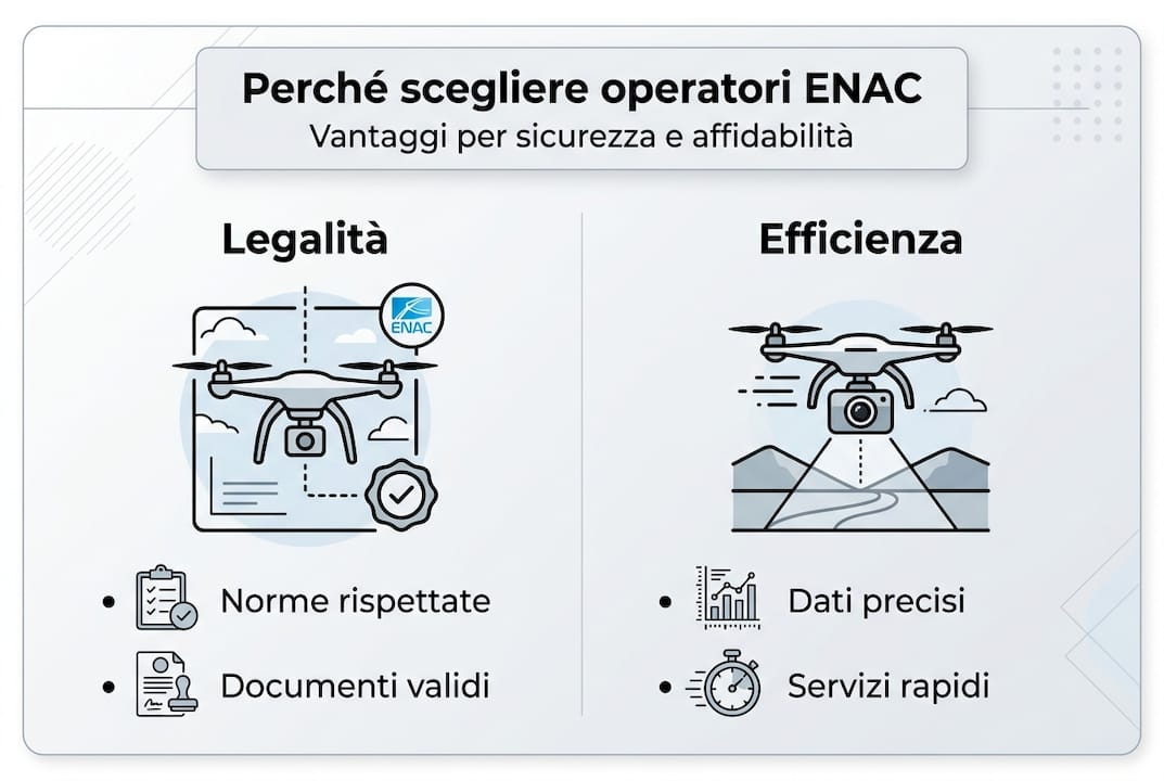 Infografica: tutti i vantaggi per gli operatori di droni riconosciuti da ENAC