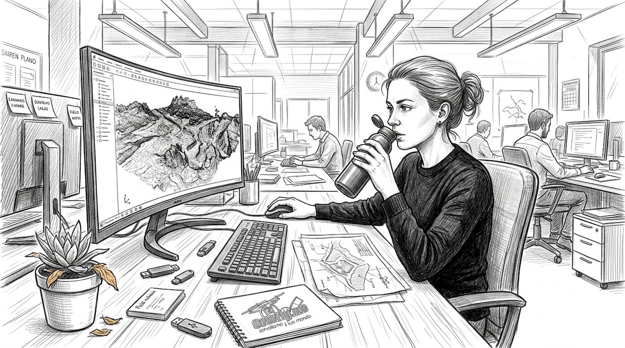Un esperto si occupa dell’elaborazione dei dati raccolti tramite nuvole di punti LiDAR.