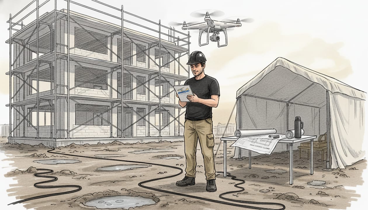 Il project manager monitora l’avanzamento del cantiere dall’alto grazie a un drone