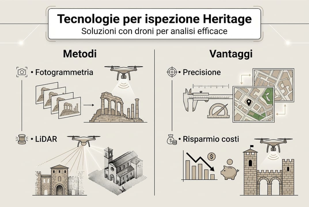 Infografica: l’utilizzo dei droni nei rilievi per la tutela e la valorizzazione del patrimonio culturale