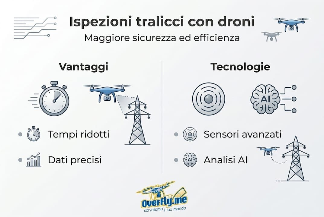 Infografica: come i droni stanno rivoluzionando il monitoraggio dei tralicci – vantaggi e soluzioni tecnologiche all’avanguardia