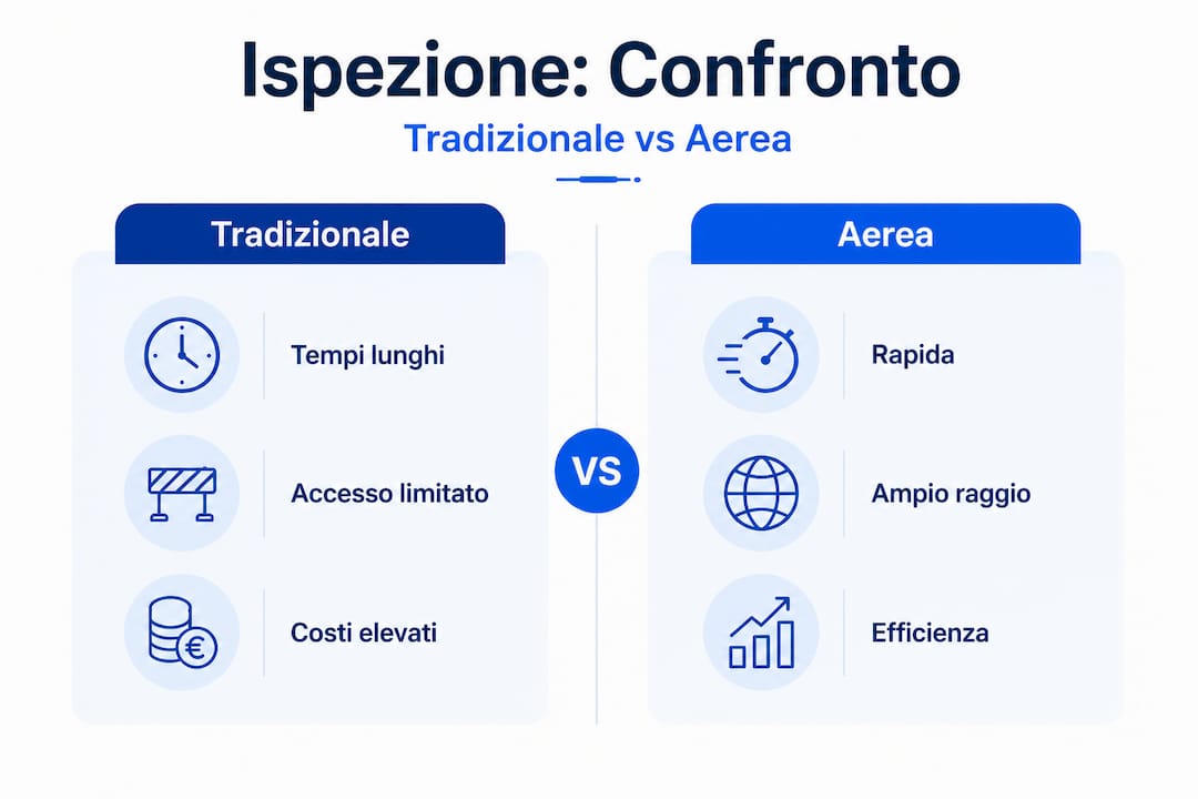 Infografica: confronto tra ispezioni tradizionali e ispezioni con drone