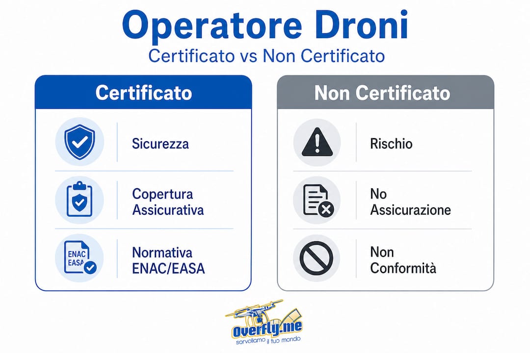 Infografica: differenze tra pilota di droni certificato e non certificato