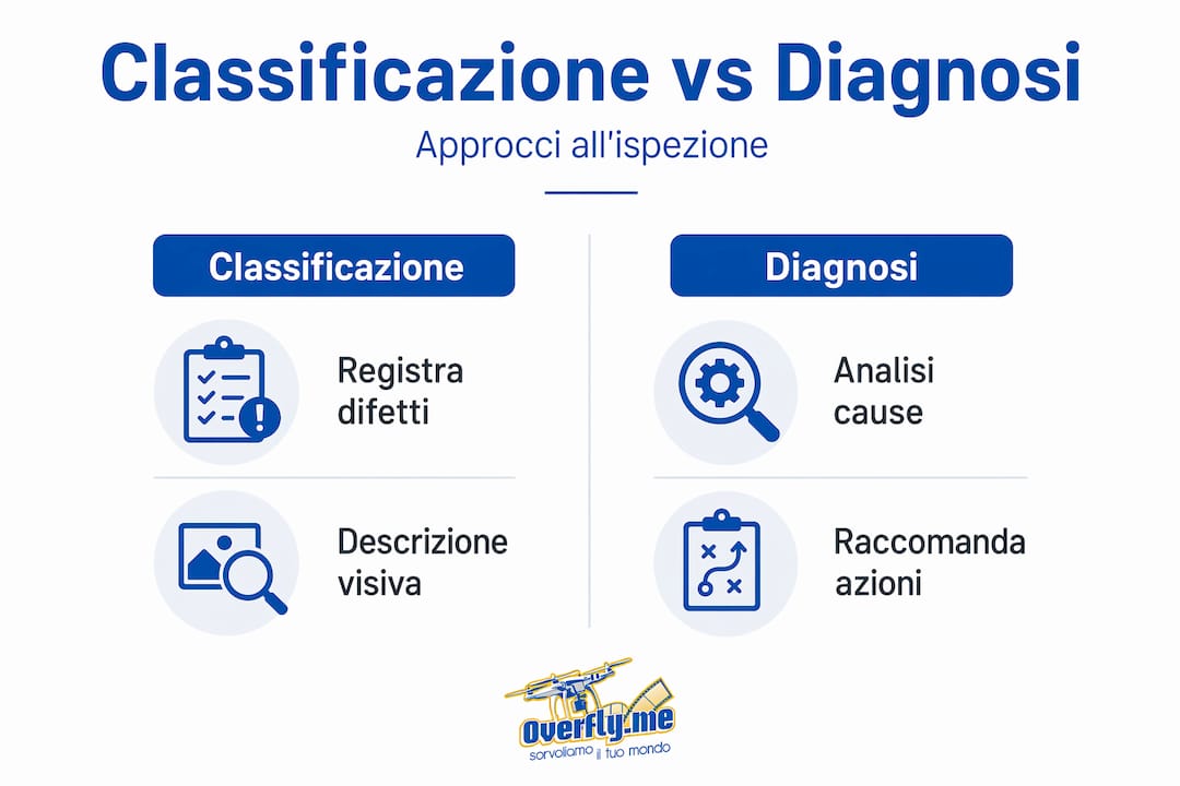 Infografica: differenze tra classificazione e diagnosi nelle attività di ispezione