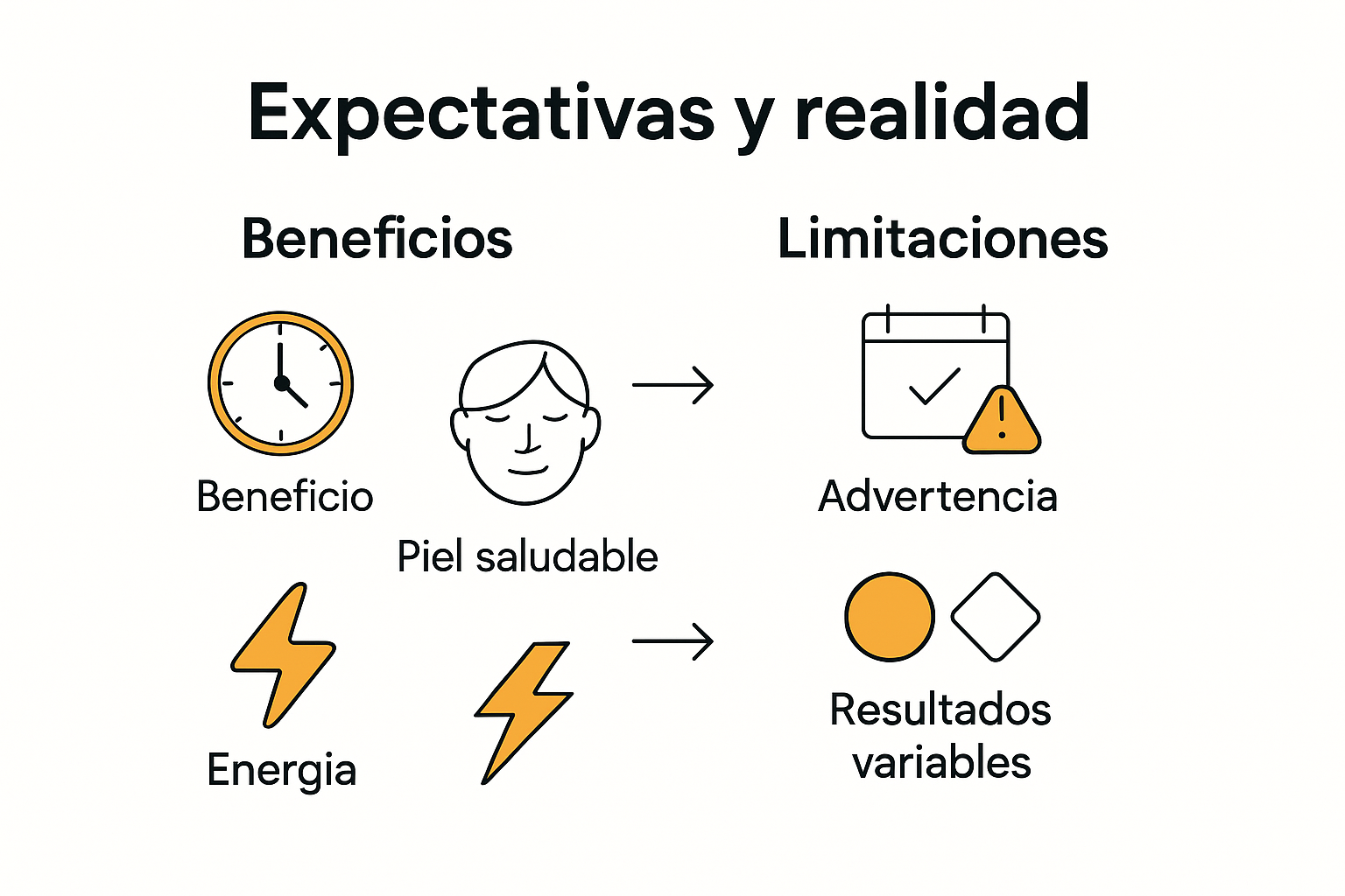 Infografía beneficios y limitaciones tratamientos antiaging
