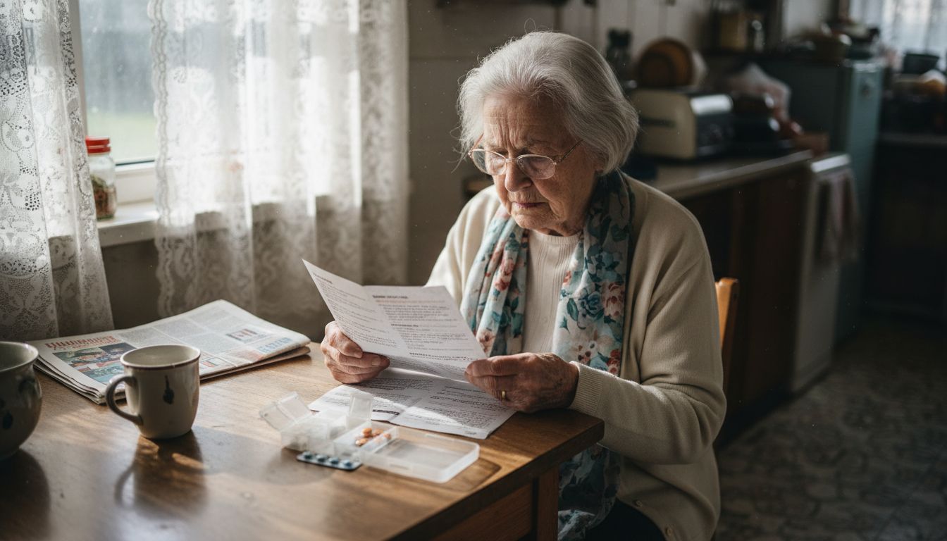 Older woman reading GLP-1 medication leaflet