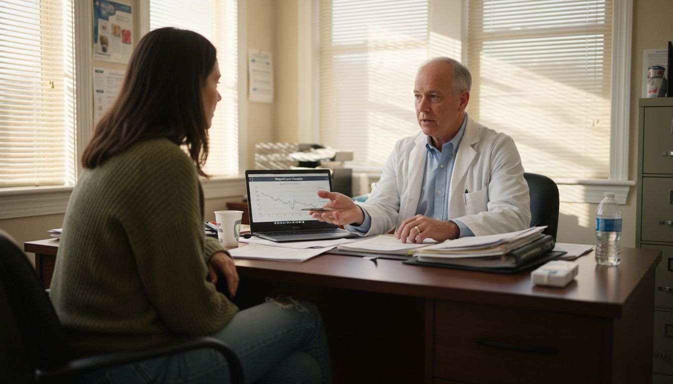 Doctor consults patient about weight loss plan