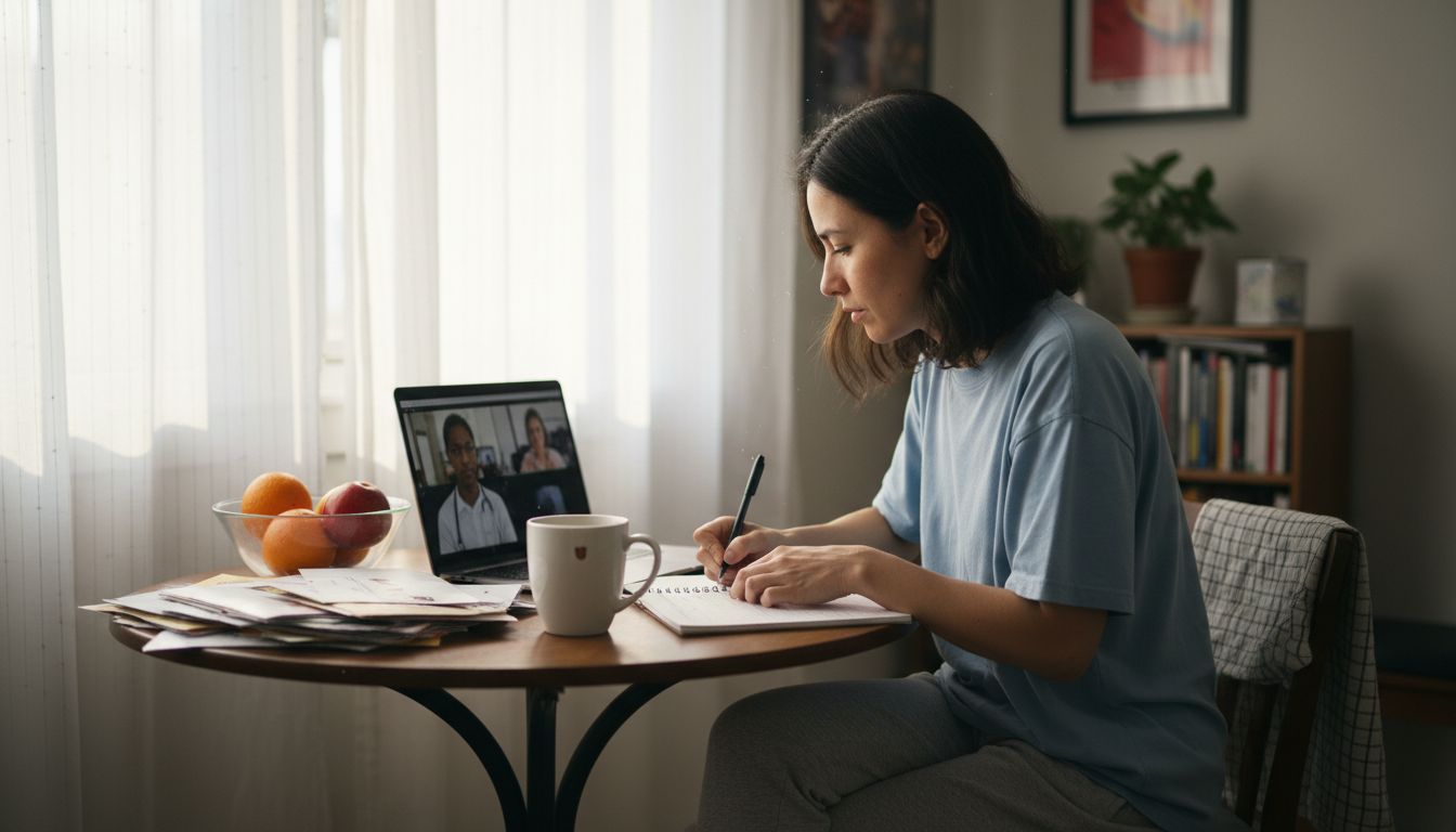 Paciente consulta médica telemedicina en casa