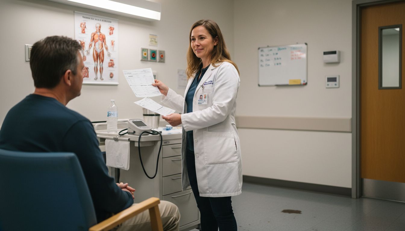 Healthcare provider explains therapy to patient