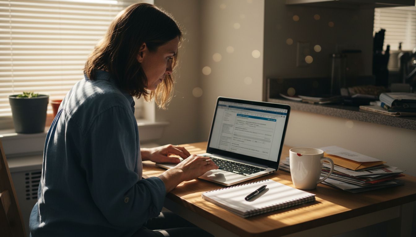Busy adult completing telehealth medical form