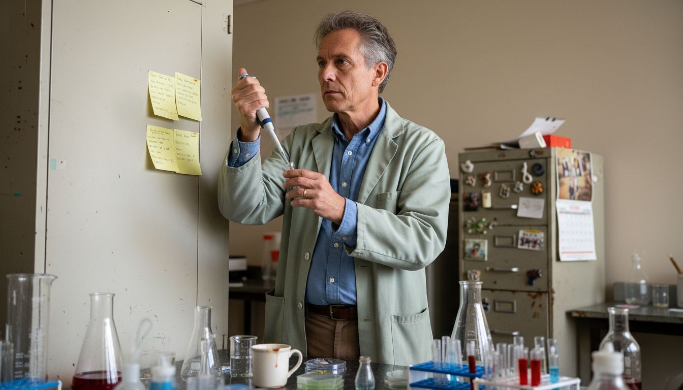 Scientist preparing medication in biotech lab