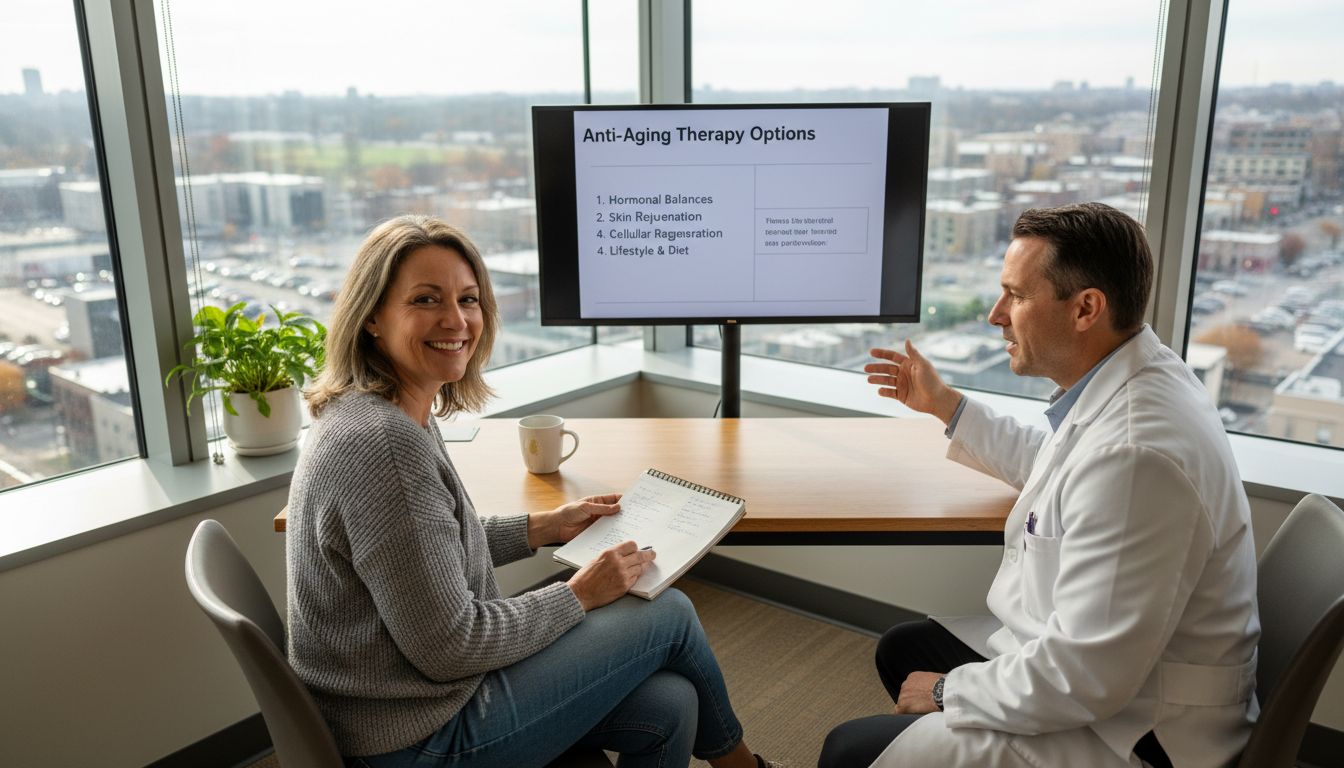 Older woman discussing therapy with doctor