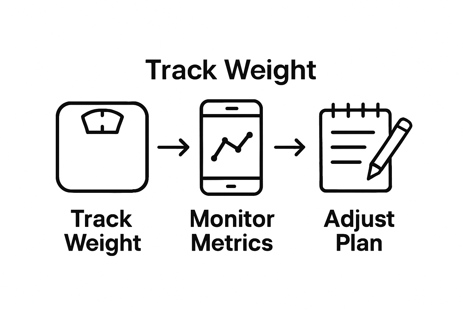 Weight loss tracking and adjustment process infographic