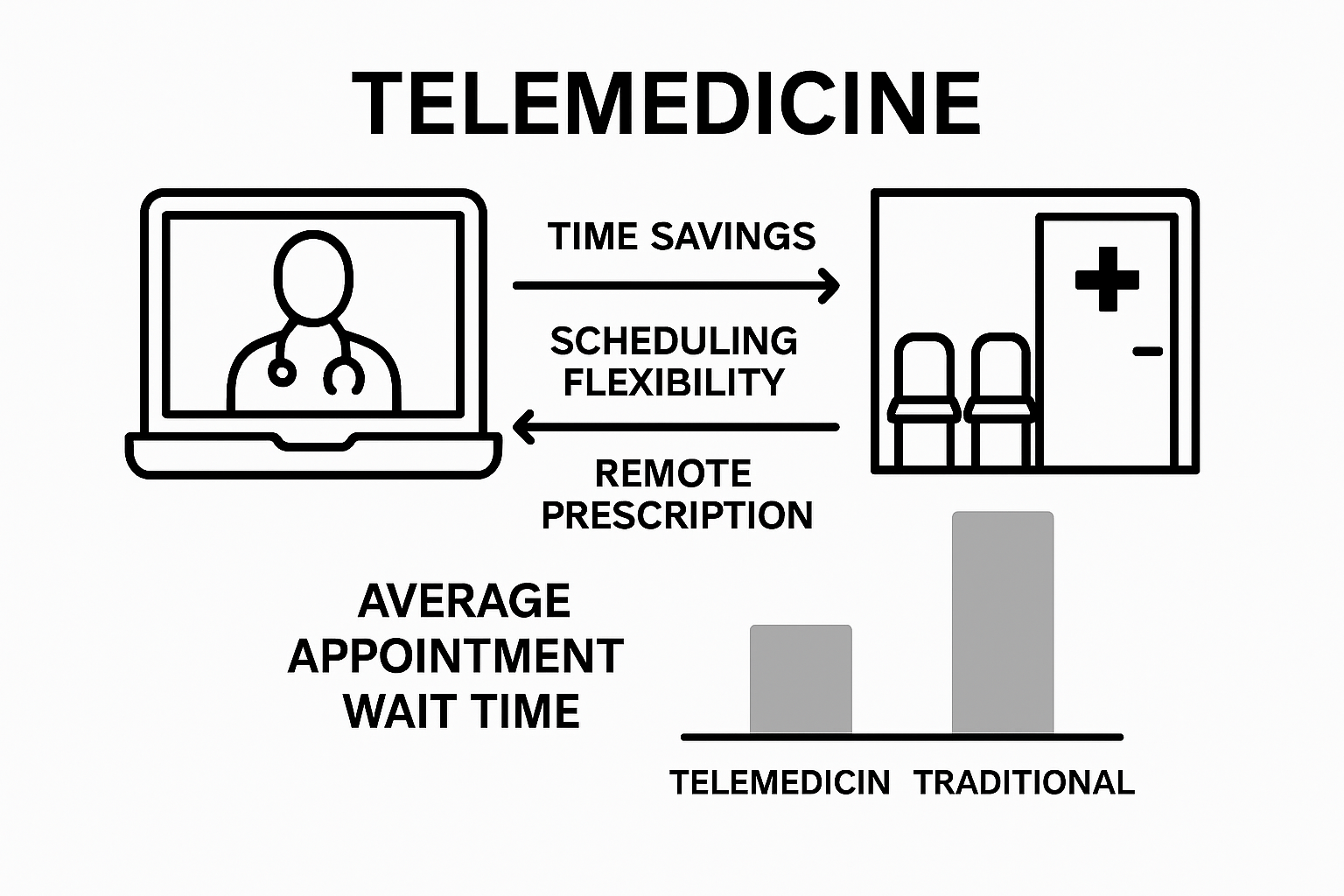 Infographic comparing telemedicine and traditional care