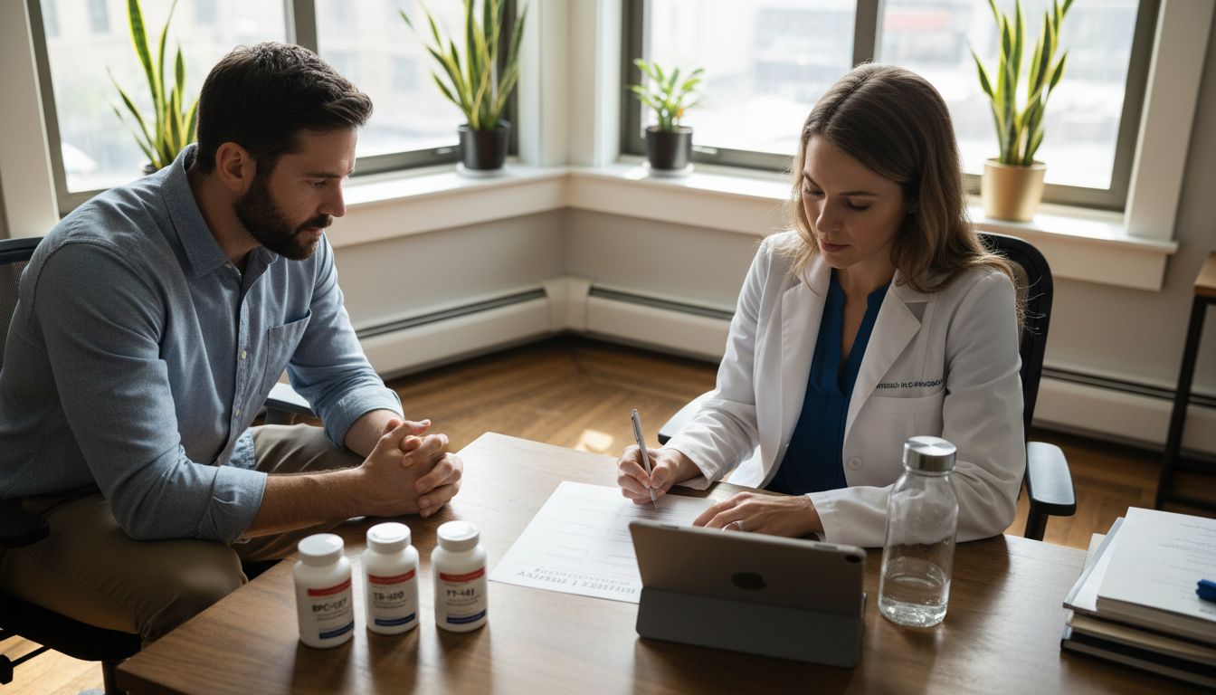 Doctor and patient discussing peptide therapy