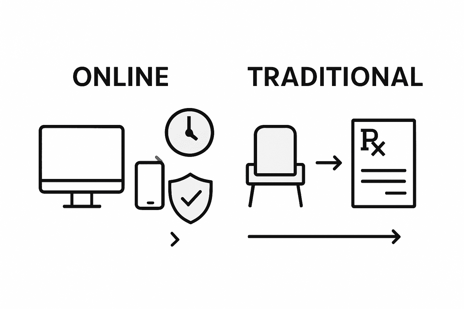 Infographic comparing online and traditional prescriptions