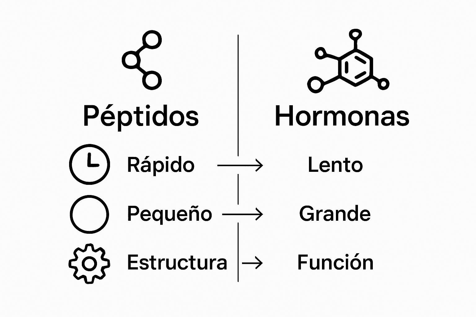 Infografía: diferencias clave entre péptidos y hormonas