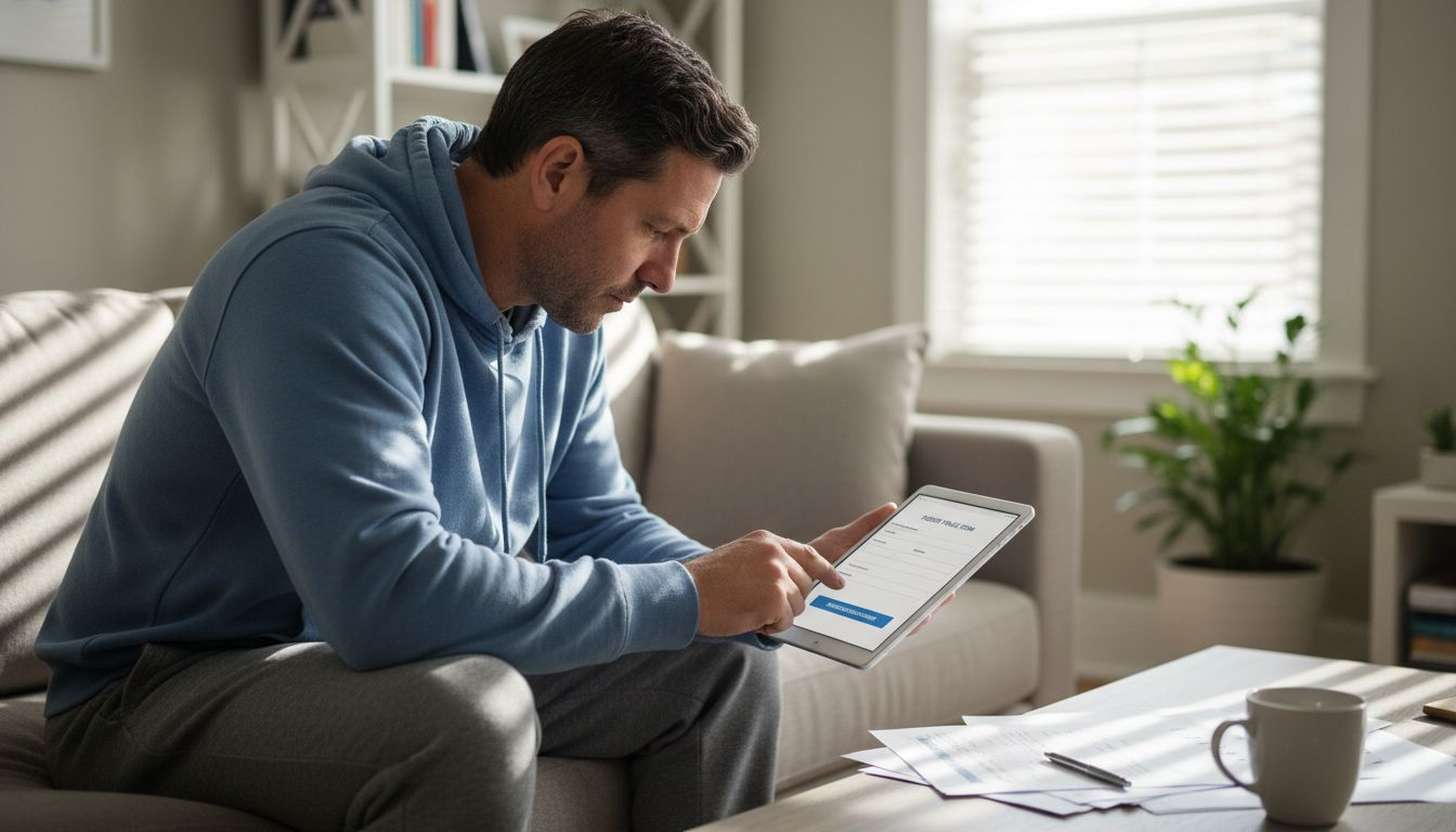Patient completing online health questionnaire