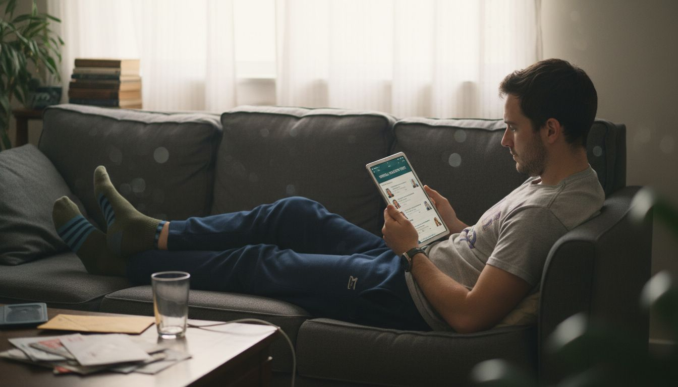 Man browsing online men’s health services