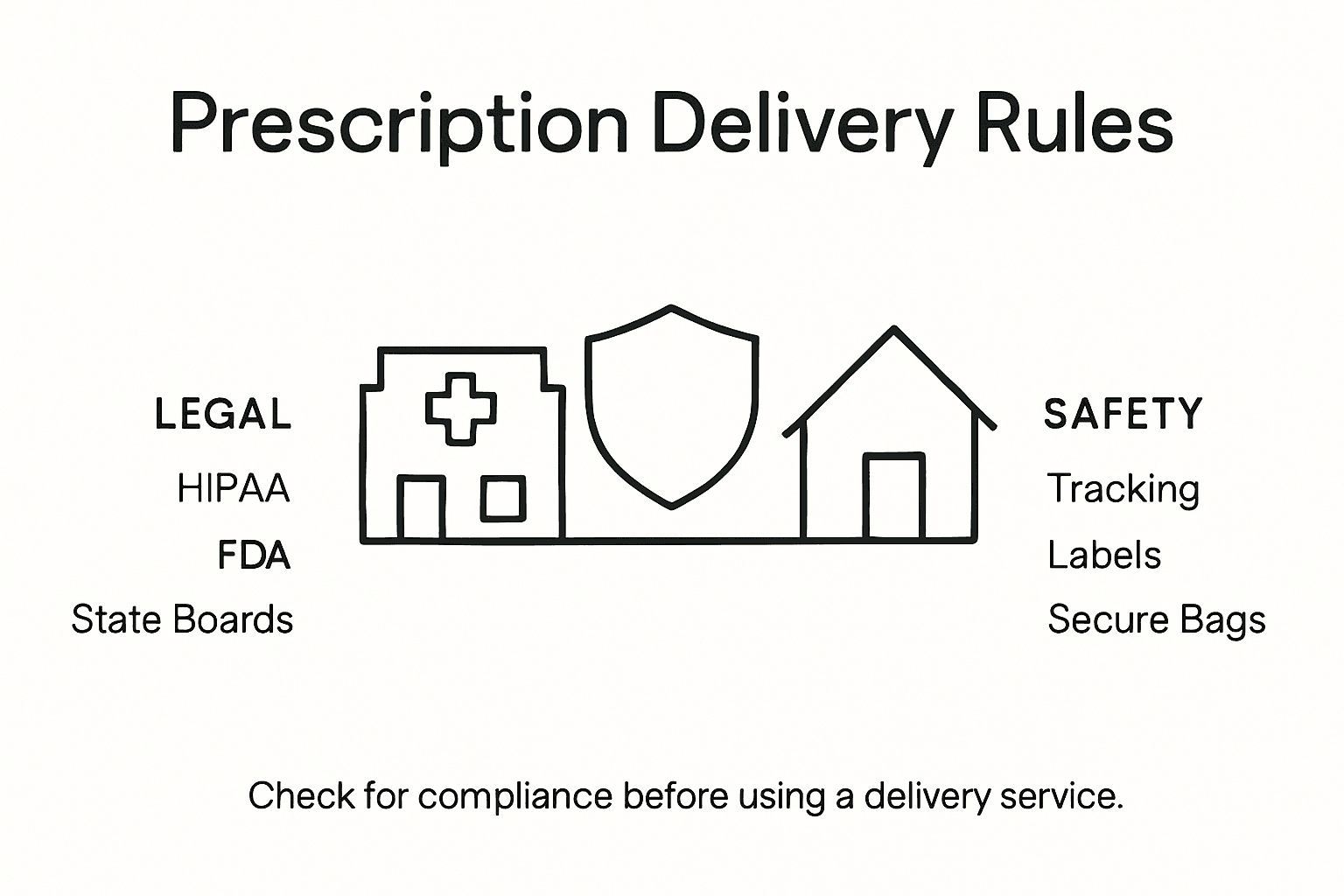 Infographic showing prescription delivery legal and safety points