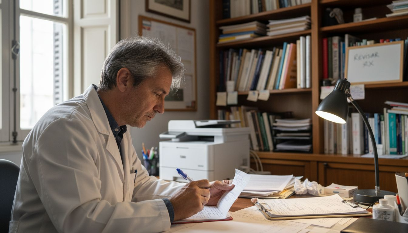 El médico revisa al paciente y autoriza la receta de péptidos