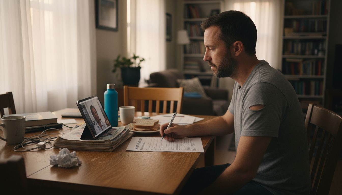 Patient attending virtual medical evaluation at home