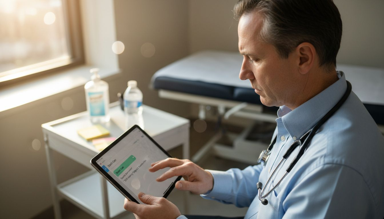 Doctor using tablet for telemedicine consult